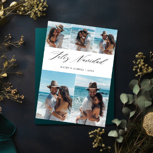 Cartes Pour Fêtes Annuelles Elegant Couple de Plage 5 Photo Feliz Navidad