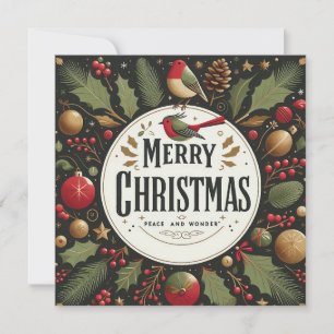 Cartes Pour Fêtes Annuelles Élégant Cuivre Stylisé Robin Joyeux Noël
