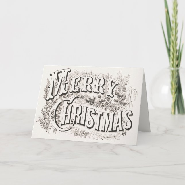 Cartes Pour Fêtes Annuelles Élégant Currier & Ives MERRY CHRISTMAS Lithographe (Devant)