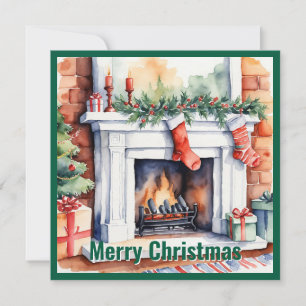 Cartes Pour Fêtes Annuelles Élégant Cute Cosy Non Photo Cheminée de Noël