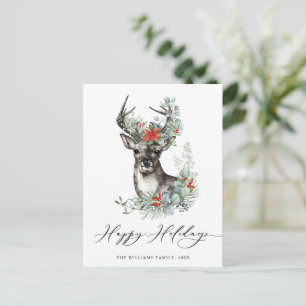 Cartes Pour Fêtes Annuelles Elegant Deer Poinsettia voeux de Noël
