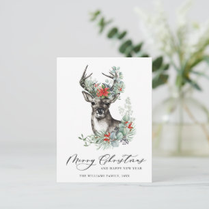 Cartes Pour Fêtes Annuelles Elegant Deer Poinsettia voeux de Noël