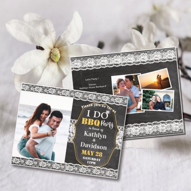 Cartes Pour Fêtes Annuelles Elegant dentelle 4 Photo Je fais Fiançailles Invit (Créateur téléchargé)