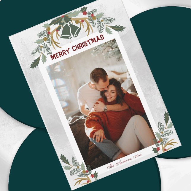 Cartes Pour Fêtes Annuelles Elégant échantillon d'aquarelle Joyeux Noël Photo (Créateur téléchargé)