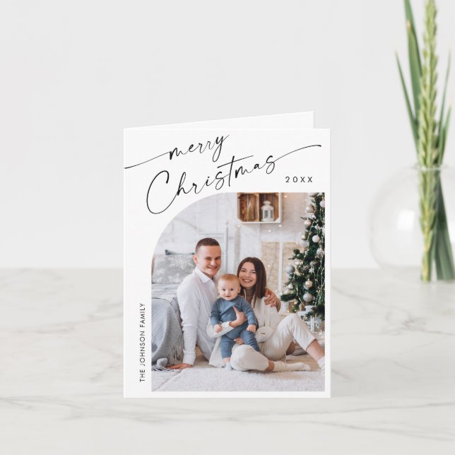 Cartes Pour Fêtes Annuelles Élégant élégant 6 PHOTO Noël Salutation (Devant)
