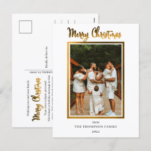 Cartes Pour Fêtes Annuelles Elégant et élégant Faux Foil Photo Joyeux Noël