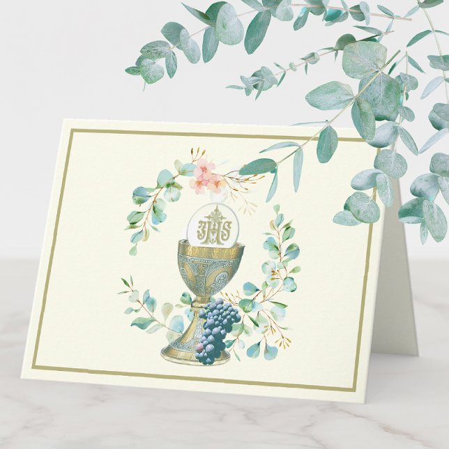 Cartes Pour Fêtes Annuelles Elegant Eucalyptus Catholique Hôte de Chalice Euca (Créateur téléchargé)
