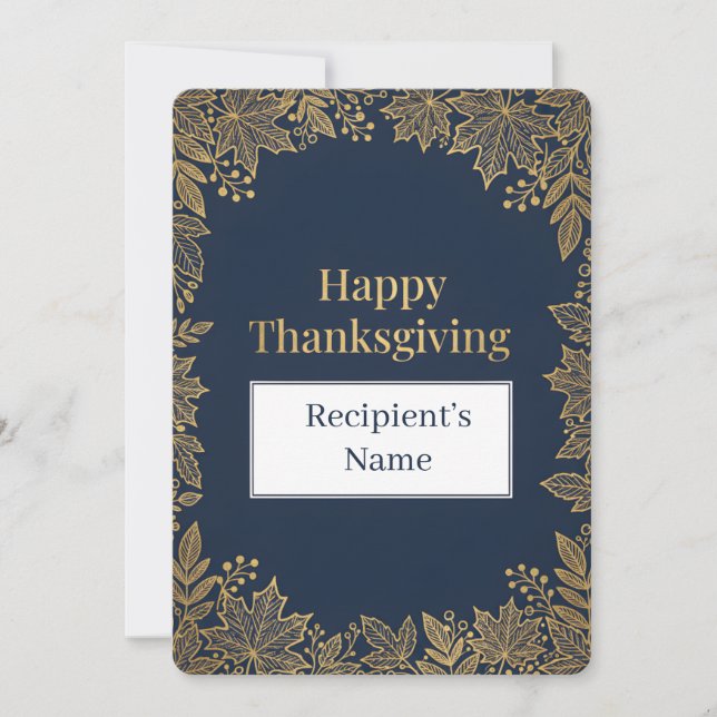 Cartes Pour Fêtes Annuelles Elegant Fall Leaves Luxury Gold Foil (Devant)