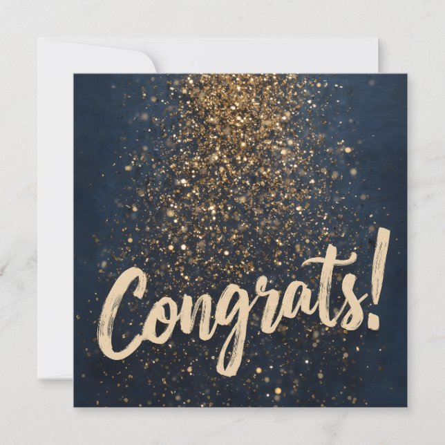 Cartes Pour Fêtes Annuelles Élégant "Félicitations !" Salutation avec Golden C (Devant)