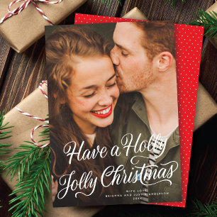 Cartes Pour Fêtes Annuelles Élégant Festif Holly Jolly Script photo