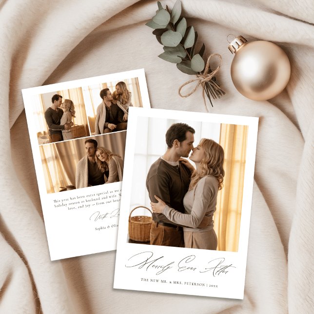 Cartes Pour Fêtes Annuelles Elegant First Christmas 4 Photo Merrily Ever After (Créateur téléchargé)