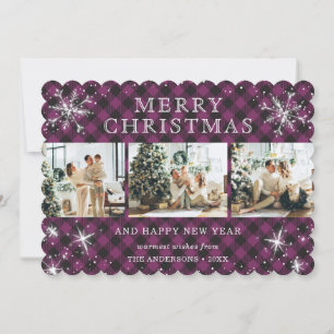 Cartes Pour Fêtes Annuelles Élégant Fléau de neige violet 3 photo Collage