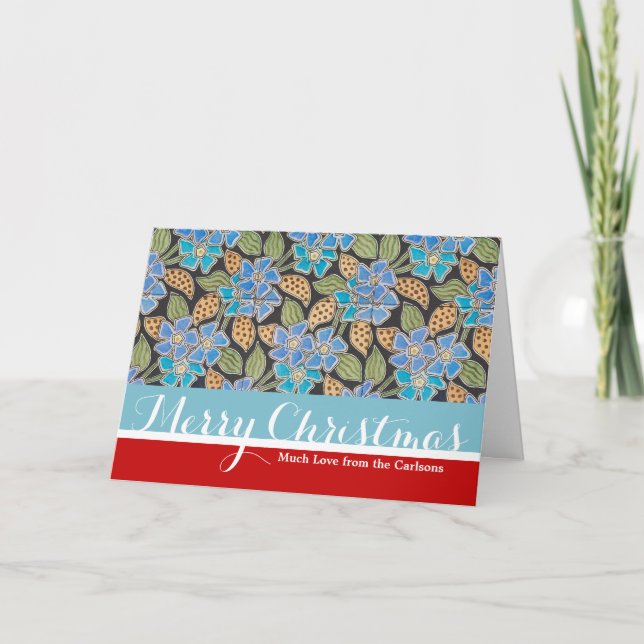 Cartes Pour Fêtes Annuelles Élégant Fleur Bleu Périwinkle Floral Classic (Devant)