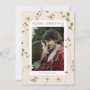 Cartes Pour Fêtes Annuelles Elégant Fleur sauvage Aquarelle Joyeux Noël