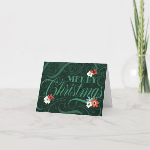 Cartes Pour Fêtes Annuelles Élégant Fleur vert foncé Joyeux Noël
