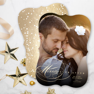 Cartes Pour Fêtes Annuelles Élégant Fleurit Merrily Jamais Après Mariage Photo