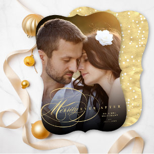 Cartes Pour Fêtes Annuelles Élégant Fleurit Merrily Jamais Après Mariage Photo