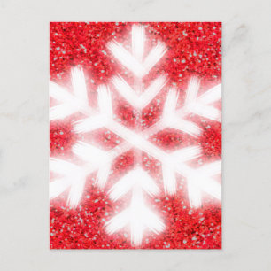 Cartes Pour Fêtes Annuelles Élégant flocon blanc parties scintillant rouge