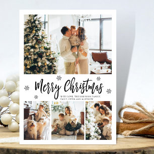 Cartes Pour Fêtes Annuelles Élégant Flocon de neige 4 Photo Collage Noël