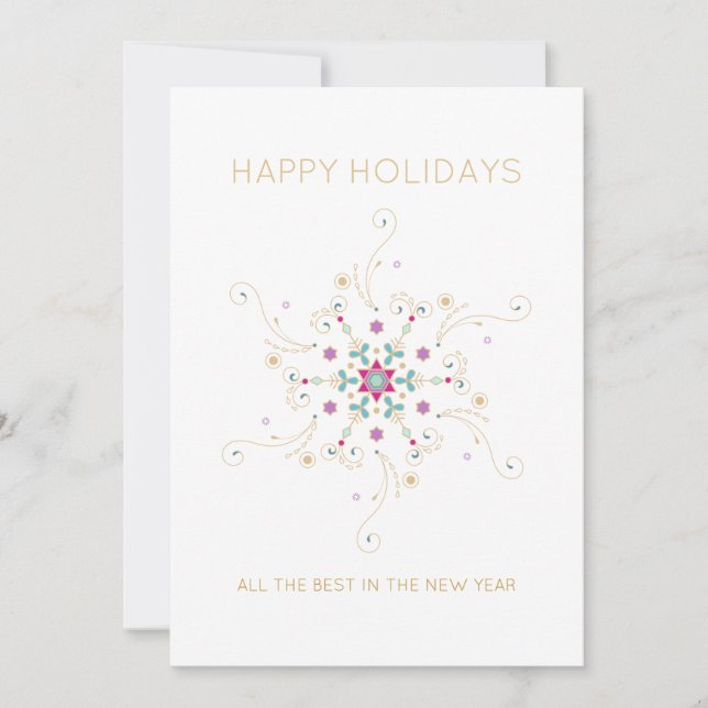 Cartes Pour Fêtes Annuelles Élégant Flocon de neige Joyeuses vacances Personna (Devant)