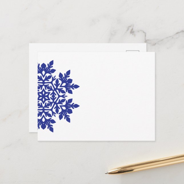Cartes Pour Fêtes Annuelles Élégant flocon de neige (minuit) (Devant/Arrière en situation)