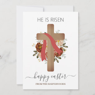 Cartes Pour Fêtes Annuelles Elégant Floral Happy Croix de Pâques Christian
