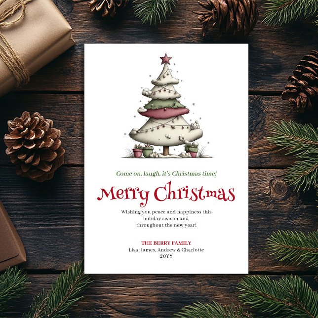 Cartes Pour Fêtes Annuelles Elegant Funny Christmas Tree Hand Drawn Design (Elegant Funny Christmas Tree Hand Drawn Design Holiday Card)