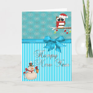 Cartes Pour Fêtes Annuelles Elégant, Glitterie Silver Snowflakes, Snowman, Cho
