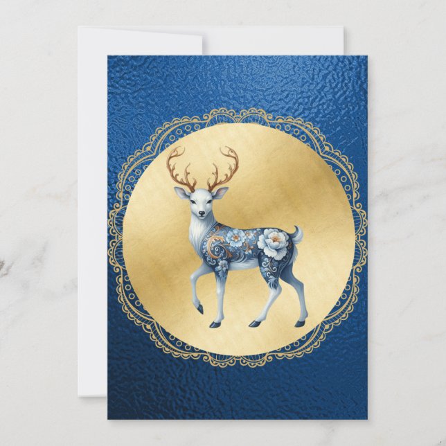 Cartes Pour Fêtes Annuelles Elegant Gold and Blue Christmas Card (Devant)