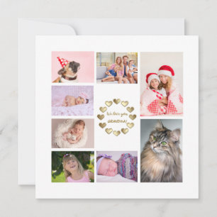 Cartes Pour Fêtes Annuelles Elegant Gold Family Photo Collage Fête des Mères