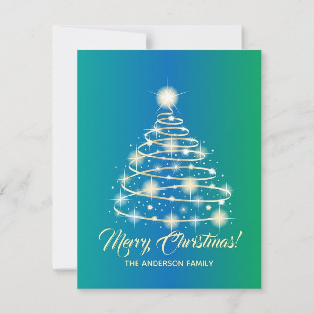 Cartes Pour Fêtes Annuelles Élégant Gold Festive Arbre de Noël Joyeux (Devant)