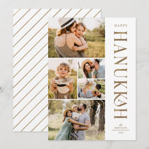 Cartes Pour Fêtes Annuelles Elegant Gold Five Photo Collage Hanoukka