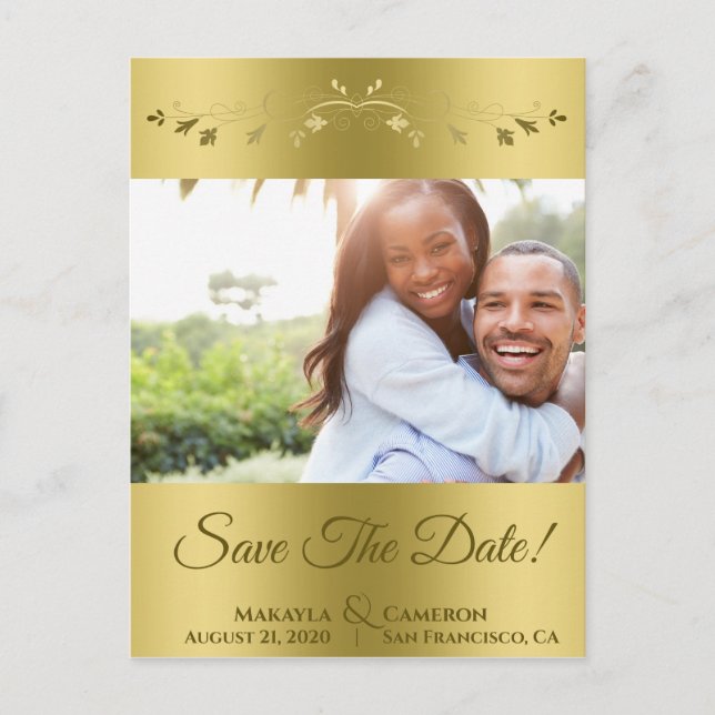 Cartes Pour Fêtes Annuelles Elegant Gold Gradient Mariage Enregistrer la date  (Devant)