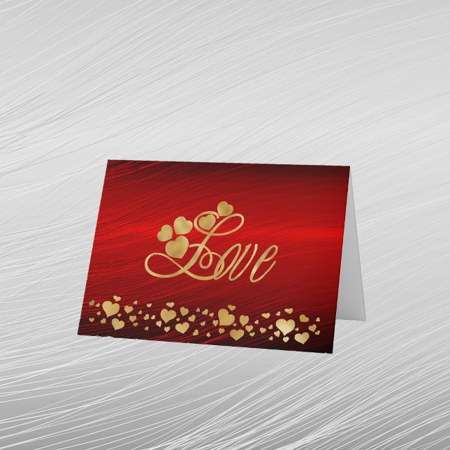 Cartes Pour Fêtes Annuelles Élégant Gold Love Hearts Script Valentine (Créateur téléchargé)