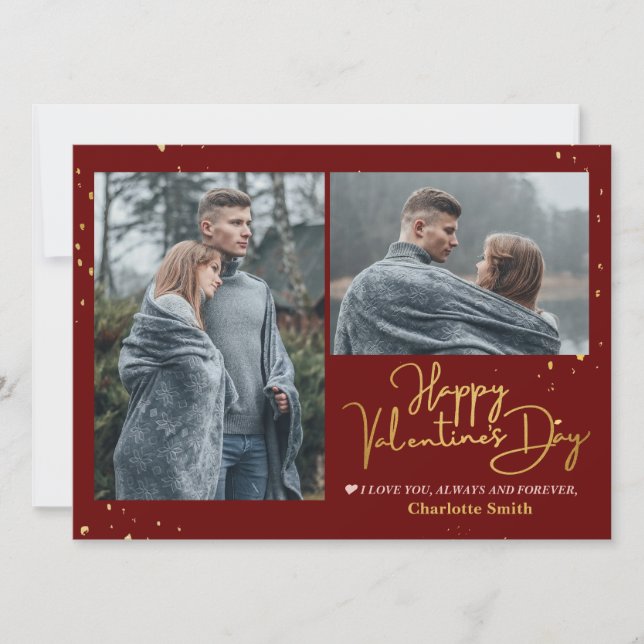 Cartes Pour Fêtes Annuelles Elegant Gold Love valentine's day photo couple (Devant)