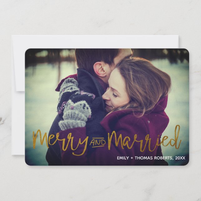 Cartes Pour Fêtes Annuelles Elegant Gold Merry et marié couple marié (Devant)