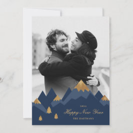 Cartes Pour Fêtes Annuelles Elégant Gold Navy Mountains Photo Nouvel An