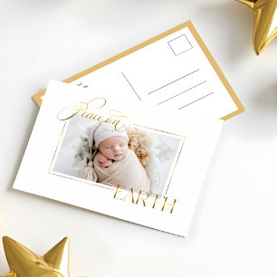 Cartes Pour Fêtes Annuelles Elegant Gold Peace on Earth Photo