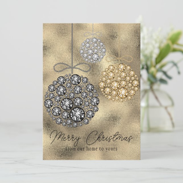 Cartes Pour Fêtes Annuelles Elegant Gold Photo Joyeux Noël (Debout devant)