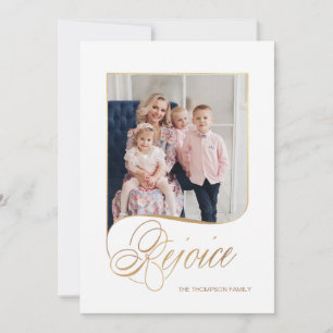 Cartes Pour Fêtes Annuelles Élégant Gold Rejoice Calligraphie Script Photo
