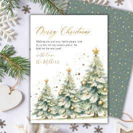 Cartes Pour Fêtes Annuelles Élégant Gold Script non photo Arbre de Noël