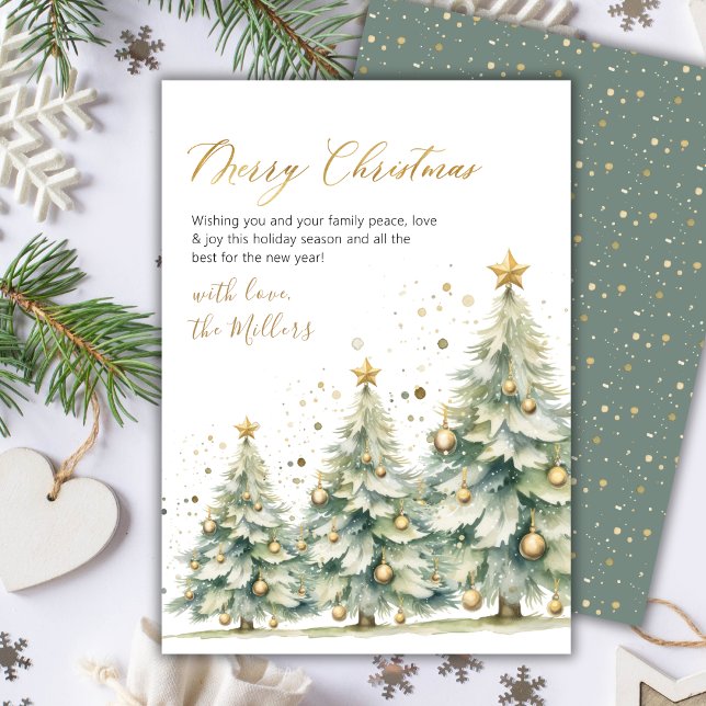 Cartes Pour Fêtes Annuelles Élégant Gold Script non photo Arbre de Noël (Créateur téléchargé)