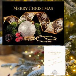 Cartes Pour Fêtes Annuelles Elégant Gold Silver Black Xmas voeux de vacances