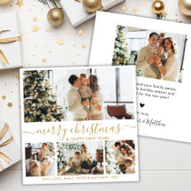 Elégant Gold White 4 Photo Collage Noël