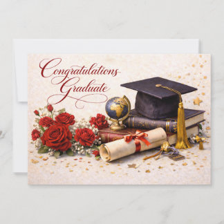 Cartes Pour Fêtes Annuelles Elegant Graduation Card with Red Roses