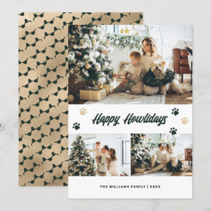 Cartes Pour Fêtes Annuelles Elégant Green Gold Paws Photo Happy Howlidays