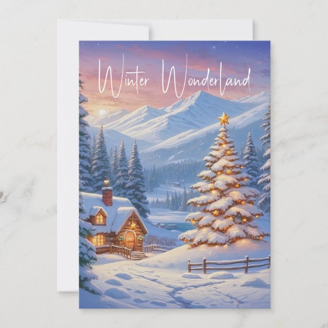 Cartes Pour Fêtes Annuelles Élégant hiver Wonderland Festif Noël (Devant)