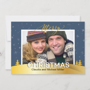 Cartes Pour Fêtes Annuelles Élégant hiver Wonderland Snowflakes Family Photo