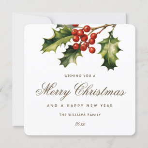 Cartes Pour Fêtes Annuelles Elégant Holly Red Berries Botanique
