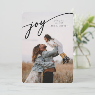 Cartes Pour Fêtes Annuelles Élégant "Joy" Script noir Nouvel An Photo Appartem